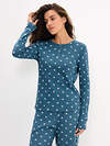 Omsa Пижама 608722 OmD 0244D POINTELLE PRINT AW26 Пижама жен. (Лонгслив+Брюки), СО Navy (Синий)
