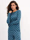 Omsa Пижама 608722 OmD 0244D POINTELLE PRINT AW26 Пижама жен. (Лонгслив+Брюки), СО Navy (Синий)