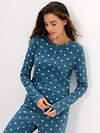 Omsa Пижама 608722 OmD 0244D POINTELLE PRINT AW26 Пижама жен. (Лонгслив+Брюки), СО Navy (Синий)