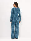 Omsa Пижама 608722 OmD 0244D POINTELLE PRINT AW26 Пижама жен. (Лонгслив+Брюки), СО Navy (Синий)