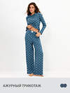 Omsa Пижама 608722 OmD 0244D POINTELLE PRINT AW26 Пижама жен. (Лонгслив+Брюки), СО Navy (Синий)