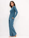 Omsa Пижама 608722 OmD 0244D POINTELLE PRINT AW26 Пижама жен. (Лонгслив+Брюки), СО Navy (Синий)