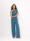 Omsa Пижама 608723 OmD 0250D POINTELLE PRINT AW26 Пижама жен. (Футболка+Брюки), СО Navy (Синий)