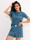 Omsa Пижама 608724 OmD 0260D POINTELLE PRINT AW26 Пижама женская (Футболка+Шорты), СО Navy (Синий)