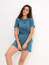 Omsa Пижама 608724 OmD 0260D POINTELLE PRINT AW26 Пижама женская (Футболка+Шорты), СО Navy (Синий)