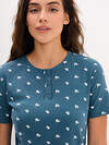 Omsa Пижама 608724 OmD 0260D POINTELLE PRINT AW26 Пижама женская (Футболка+Шорты), СО Navy (Синий)
