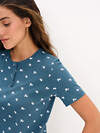Omsa Пижама 608724 OmD 0260D POINTELLE PRINT AW26 Пижама женская (Футболка+Шорты), СО Navy (Синий)