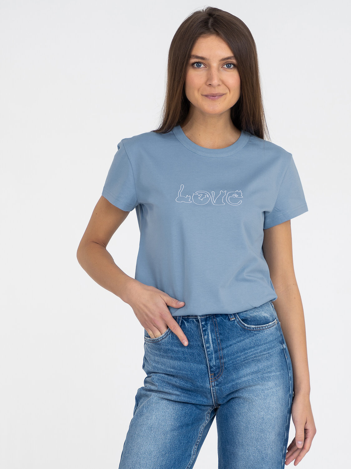 Апрель Футболка 245642 1ЖДФК3792001 серо-голубой