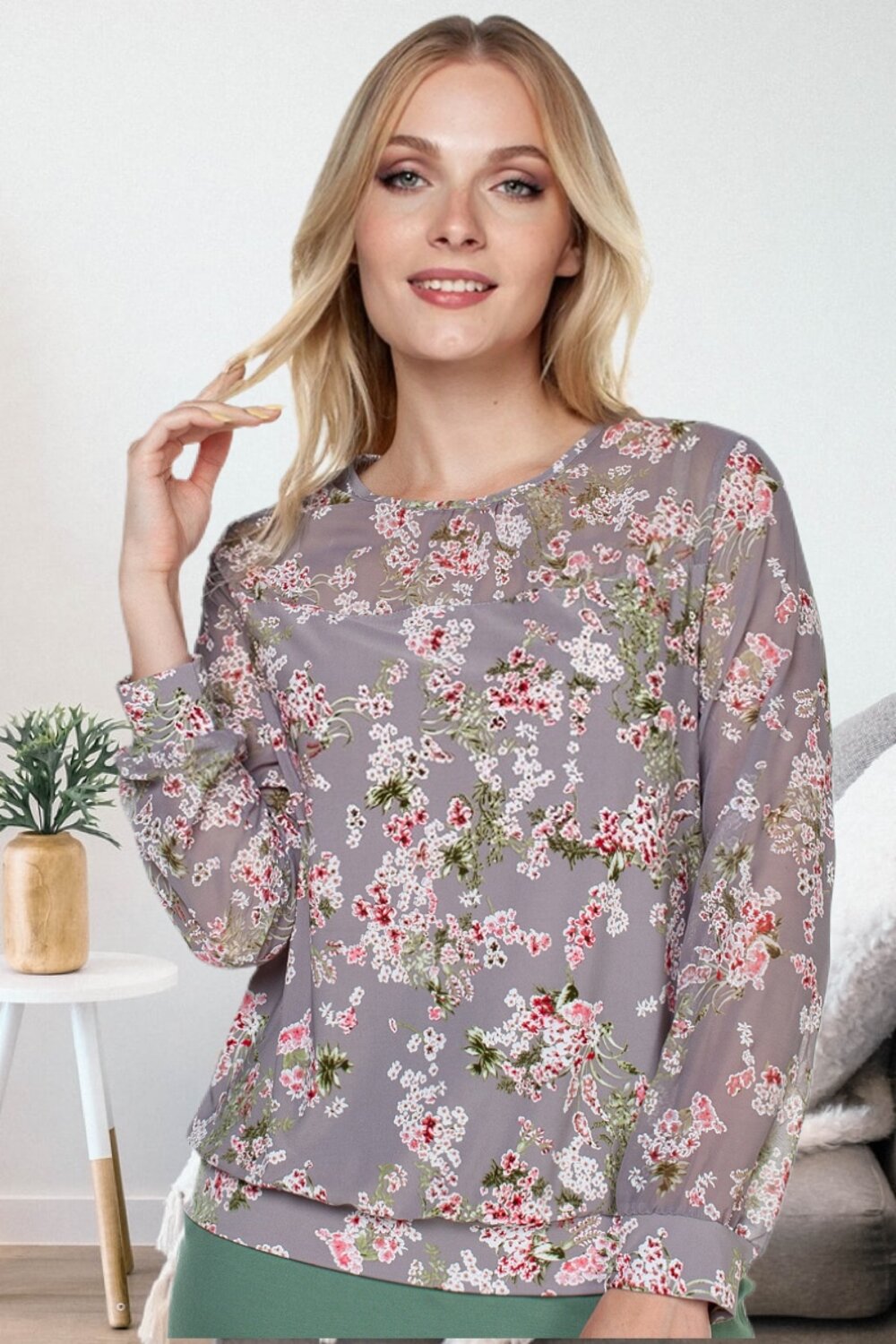 RISE Блузка 250248 4130-24/02 Нежно-сиреневый, белый