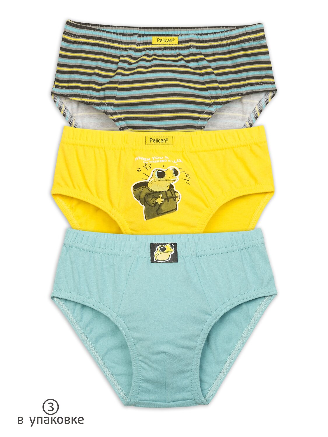 PELICAN Трусы 250385 BULB3273(3) Серый/желтый/серый