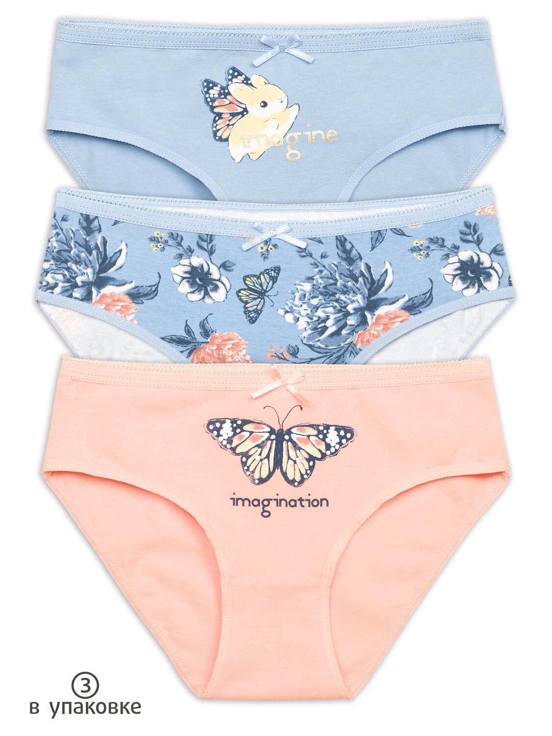 PELICAN Трусы 250429 GULB3274/1(3) Голубой/голубой/персиковый