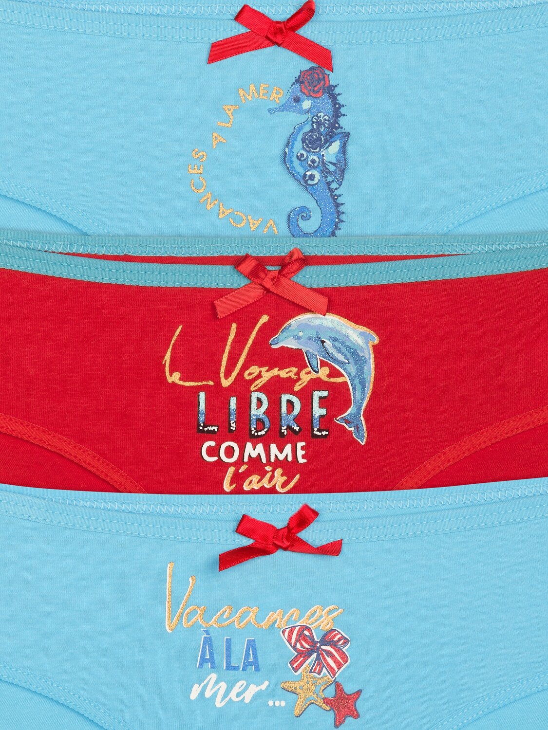 PELICAN Трусы 250460 GULB3285/1(3) Лазурный/коралловый/лазурный