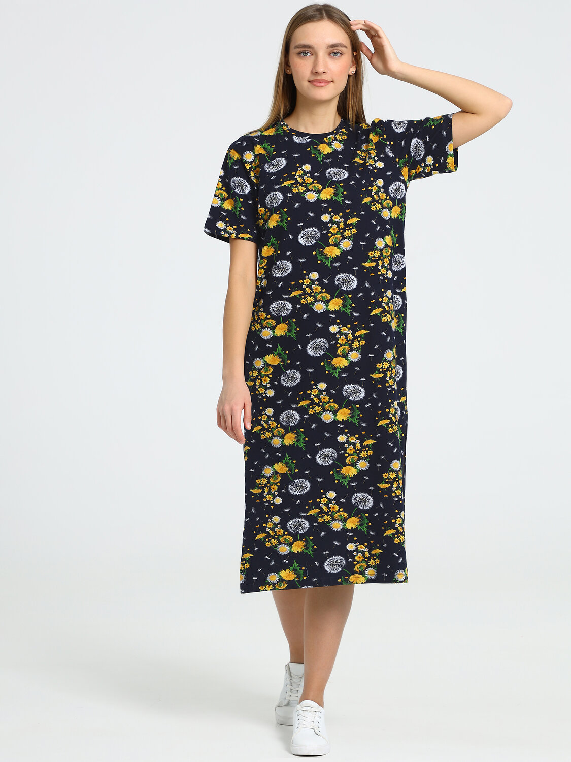 Апрель Платье 273278 1ЖПК4270804н одуванчики на синем