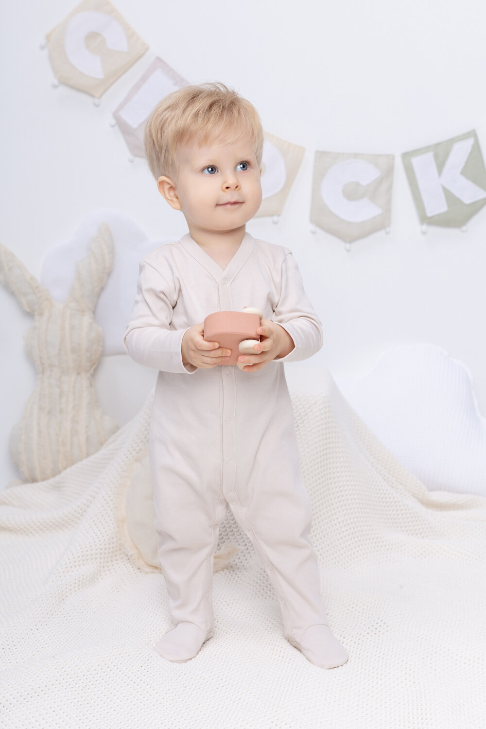 CROCKID Комбинезон 291038 К 6025-2уп бежевый, маленькие звезды