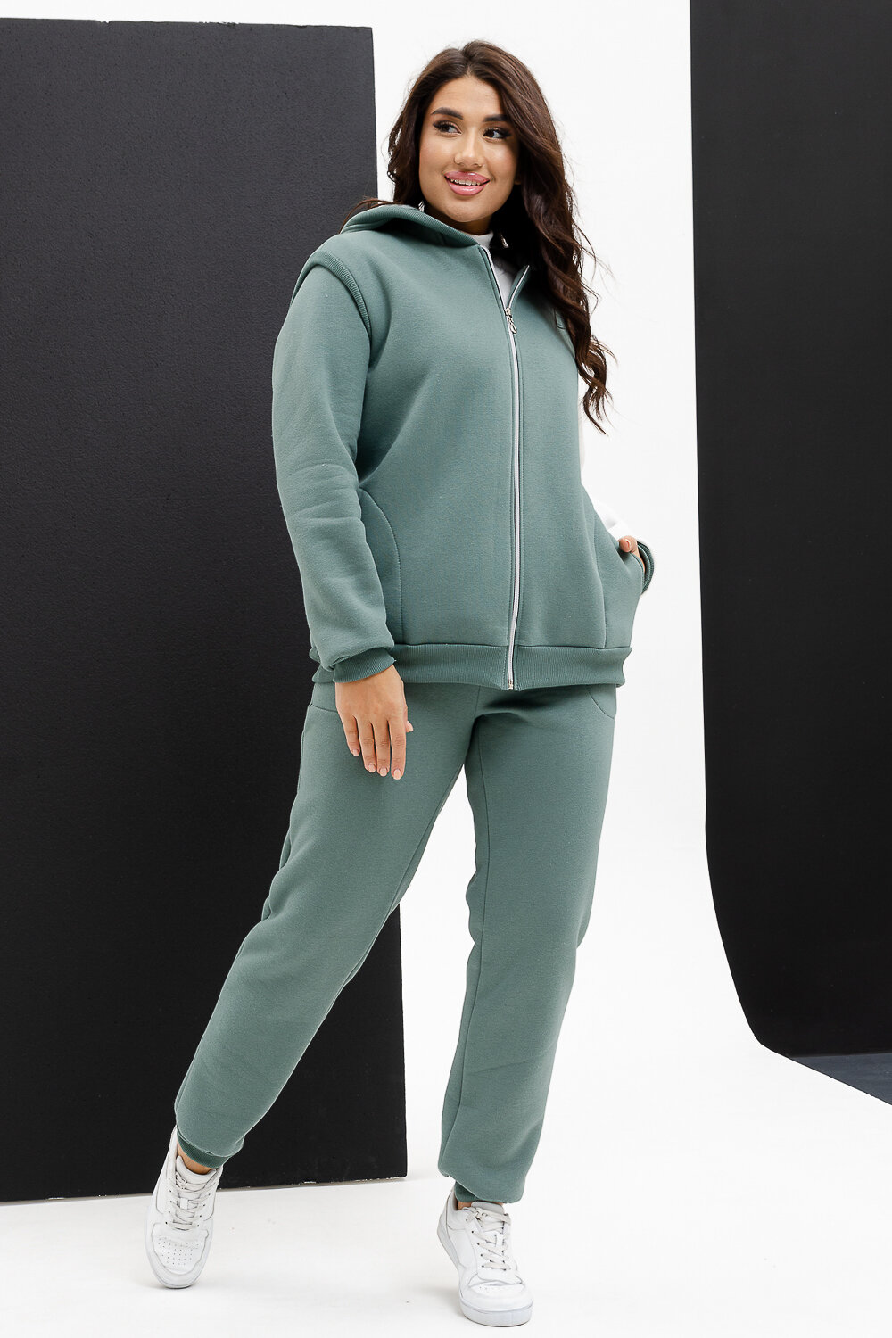 Натали Костюм 334123 Костюм женский Модерн оливковый+молочный