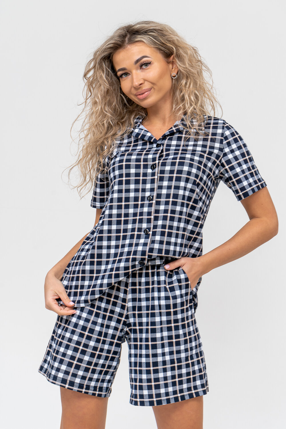 Натали Костюм 334848 36673 синяя клетка