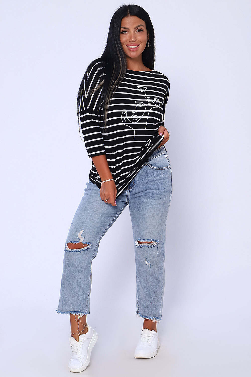 Натали Лонгслив 336458 82034 черная полоска