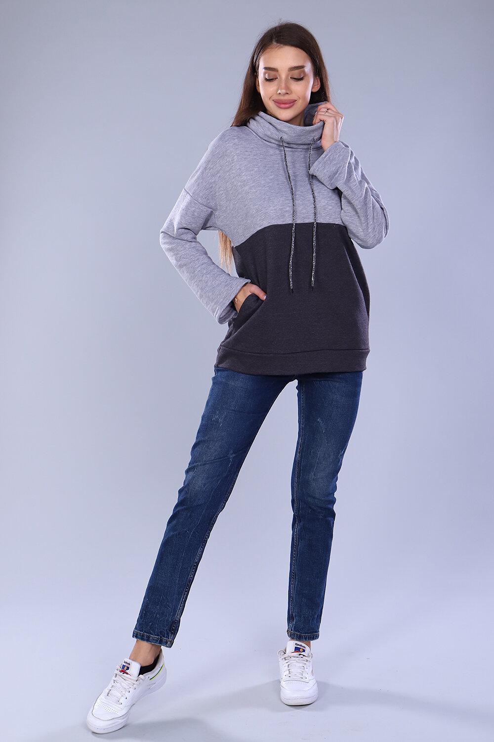 Натали Толстовка 337964 24897 серый меланж