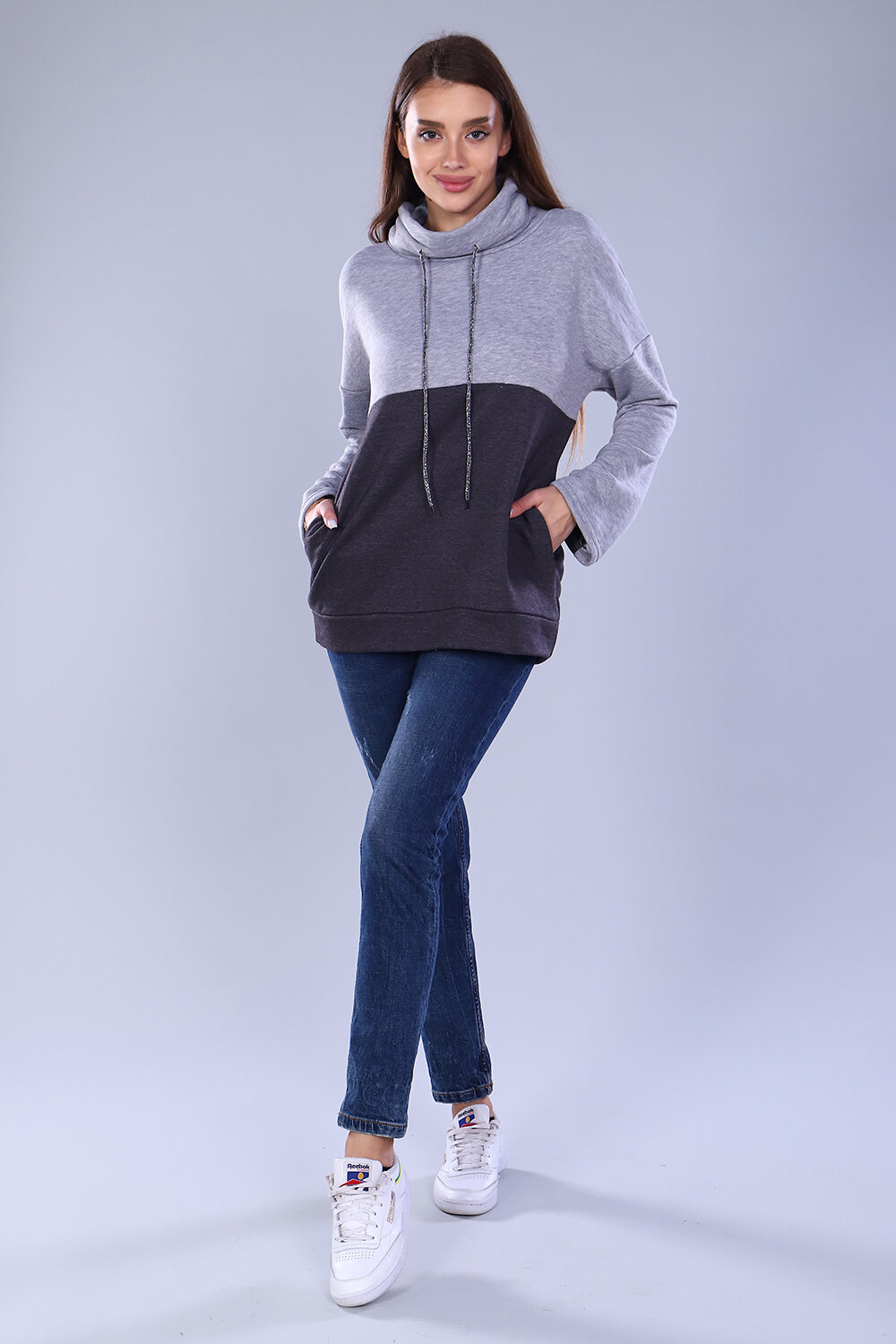 Натали Толстовка 337964 24897 серый меланж