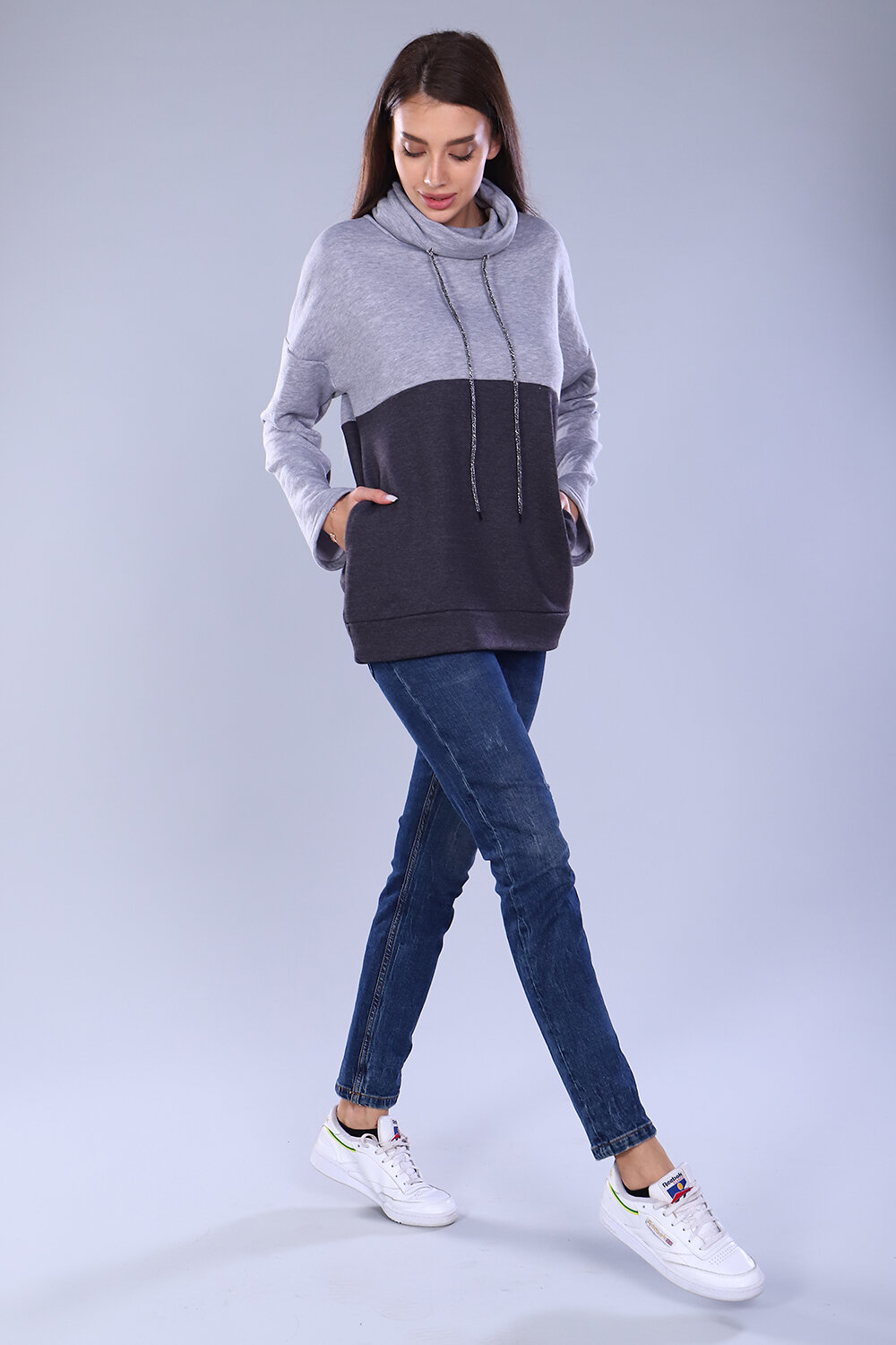 Натали Толстовка 337964 24897 серый меланж