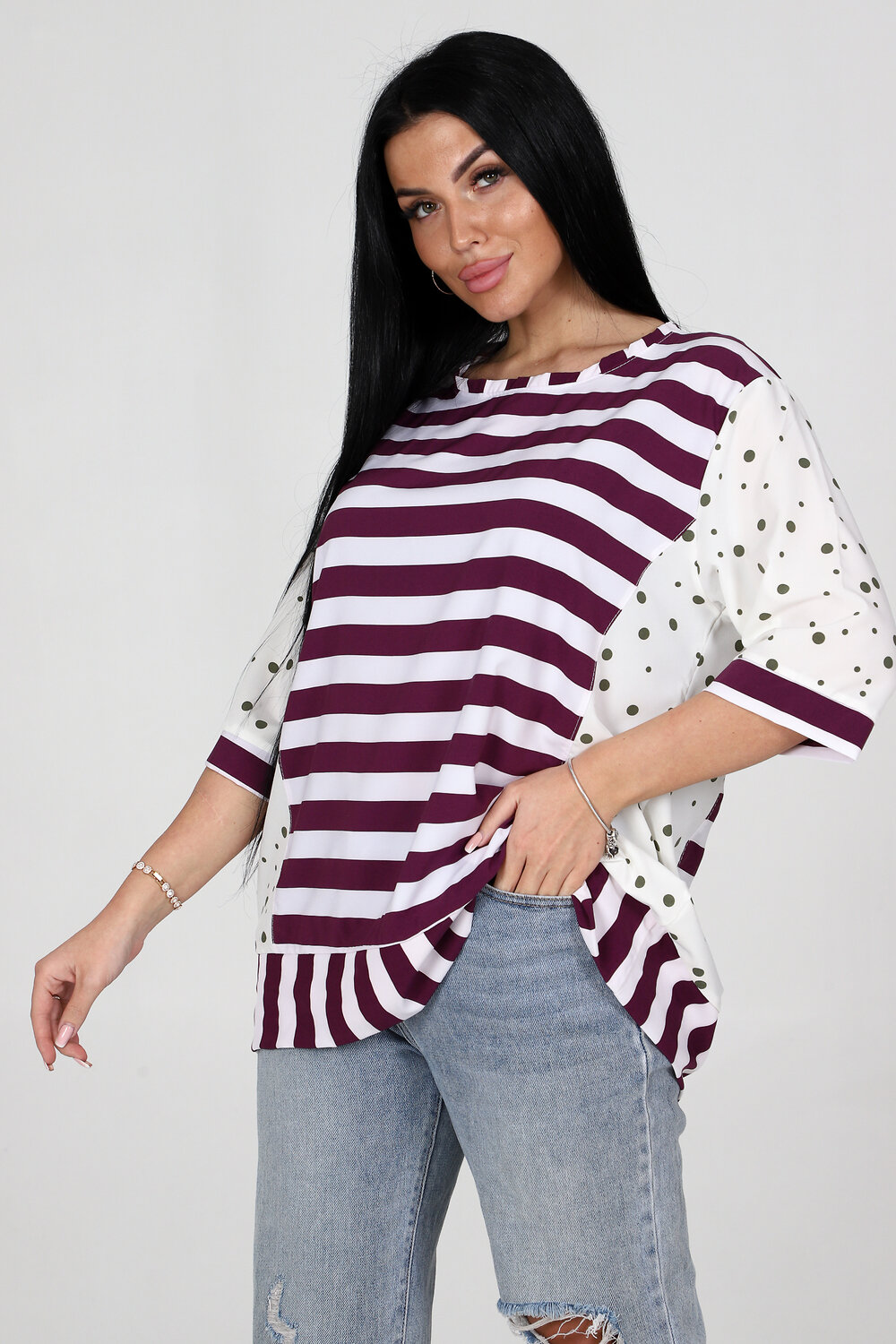 Натали Туника 354876 52290 сиреневый+зеленый горох