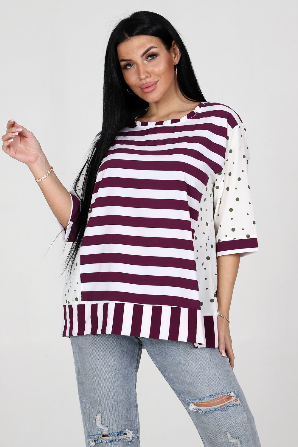 Натали Туника 354876 52290 сиреневый+зеленый горох