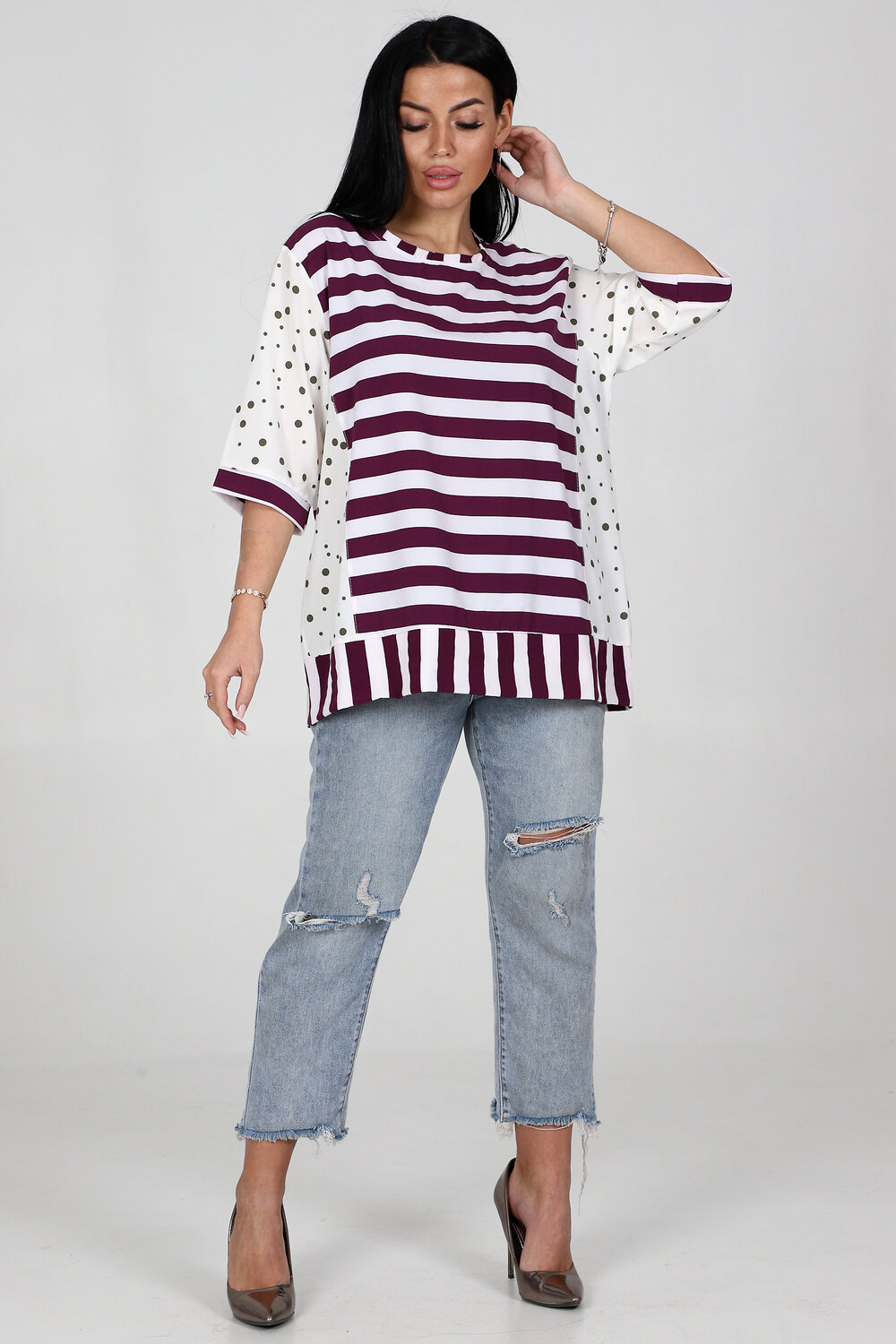 Натали Туника 354876 52290 сиреневый+зеленый горох