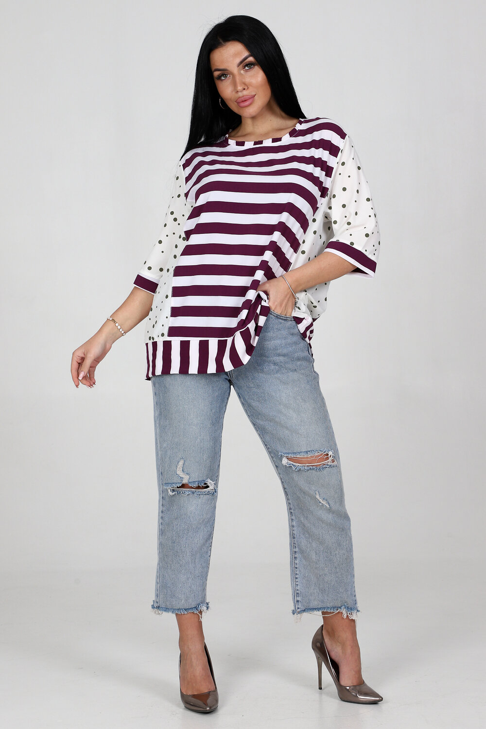 Натали Туника 354876 52290 сиреневый+зеленый горох