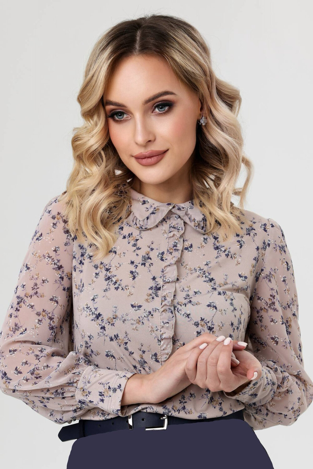 RISE Блузка 382611 7066-24/02 Бежевый, синий