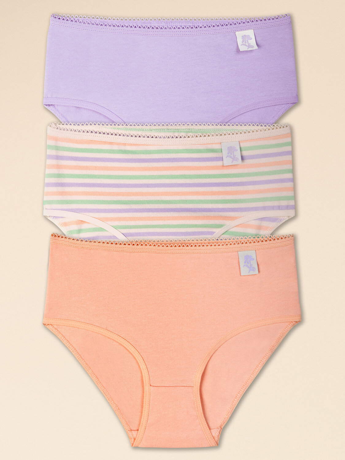 PELICAN Трусы 382837 GULC3354(3) Лаванда/персиковый/персиковый