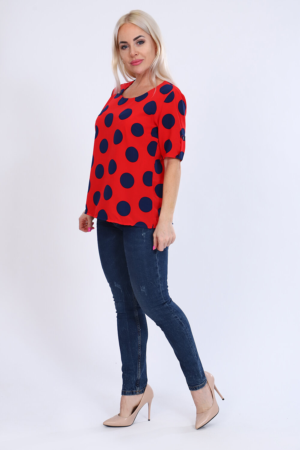 Натали Туника 384218 52251 красный+синий горох