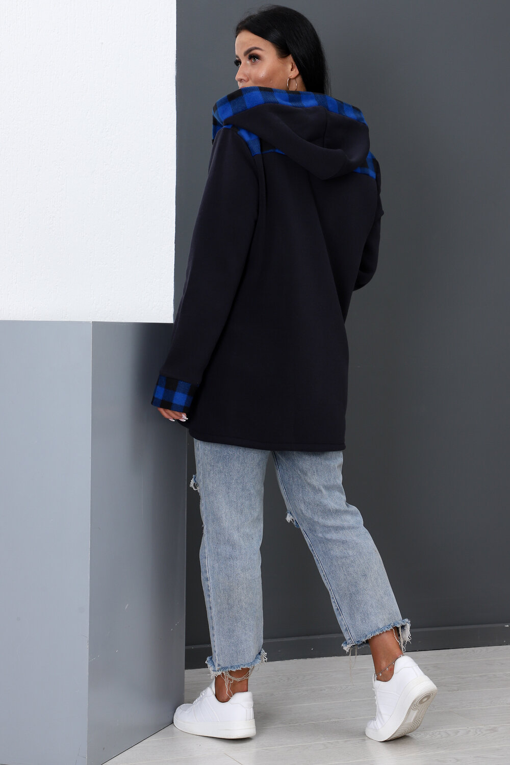 Натали Толстовка 396526 52223 клетка синяя