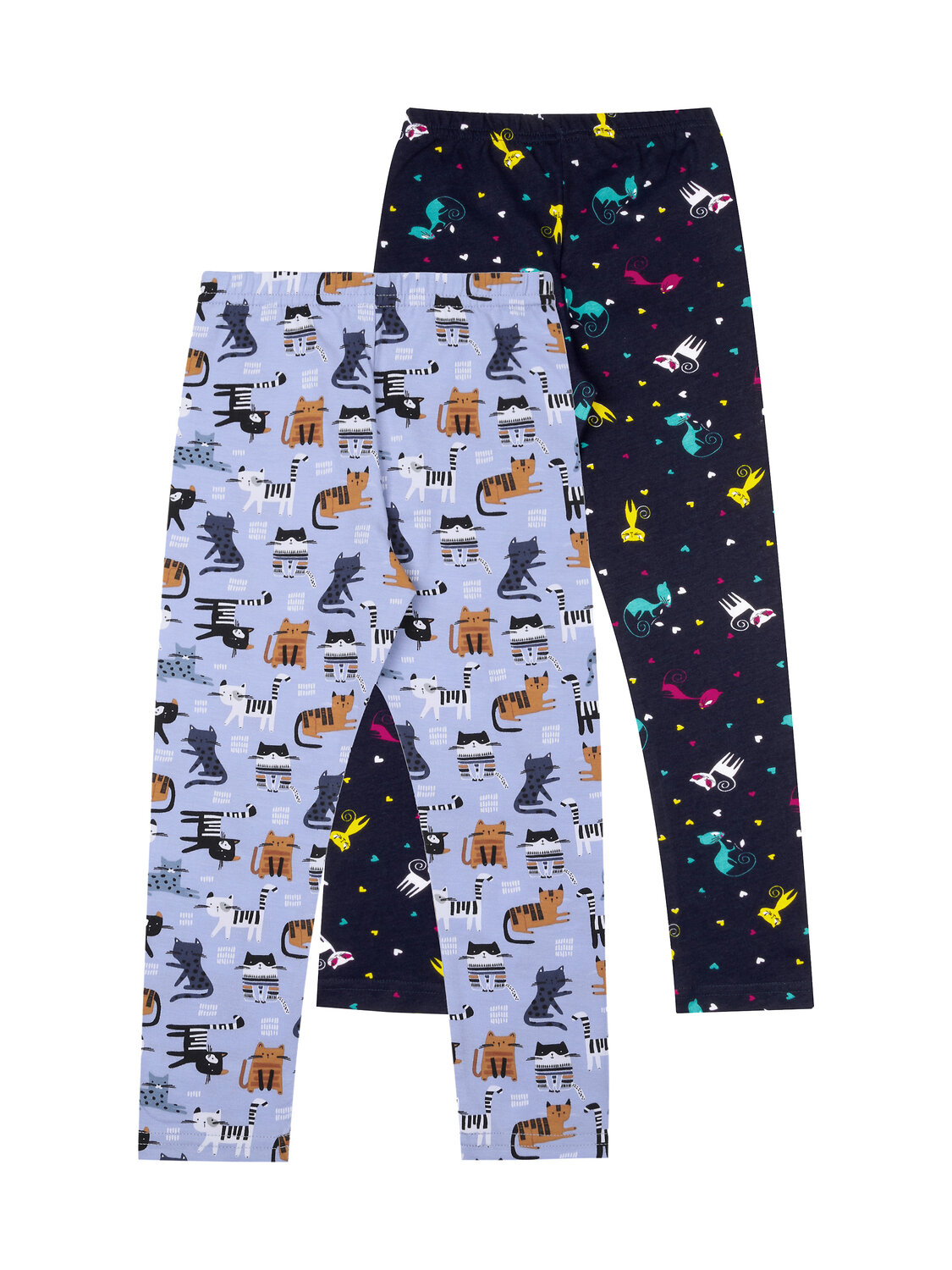 Апрель Легинсы 402760 2ДРЛ5738804н разноцветные кошки на темно-синем+полосатые коты на голубом