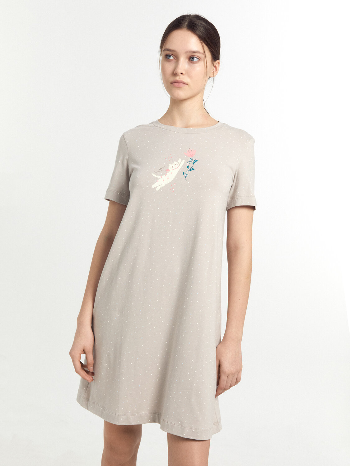 MARK FORMELLE Сорочка 403869 572346 горошек на пепельном