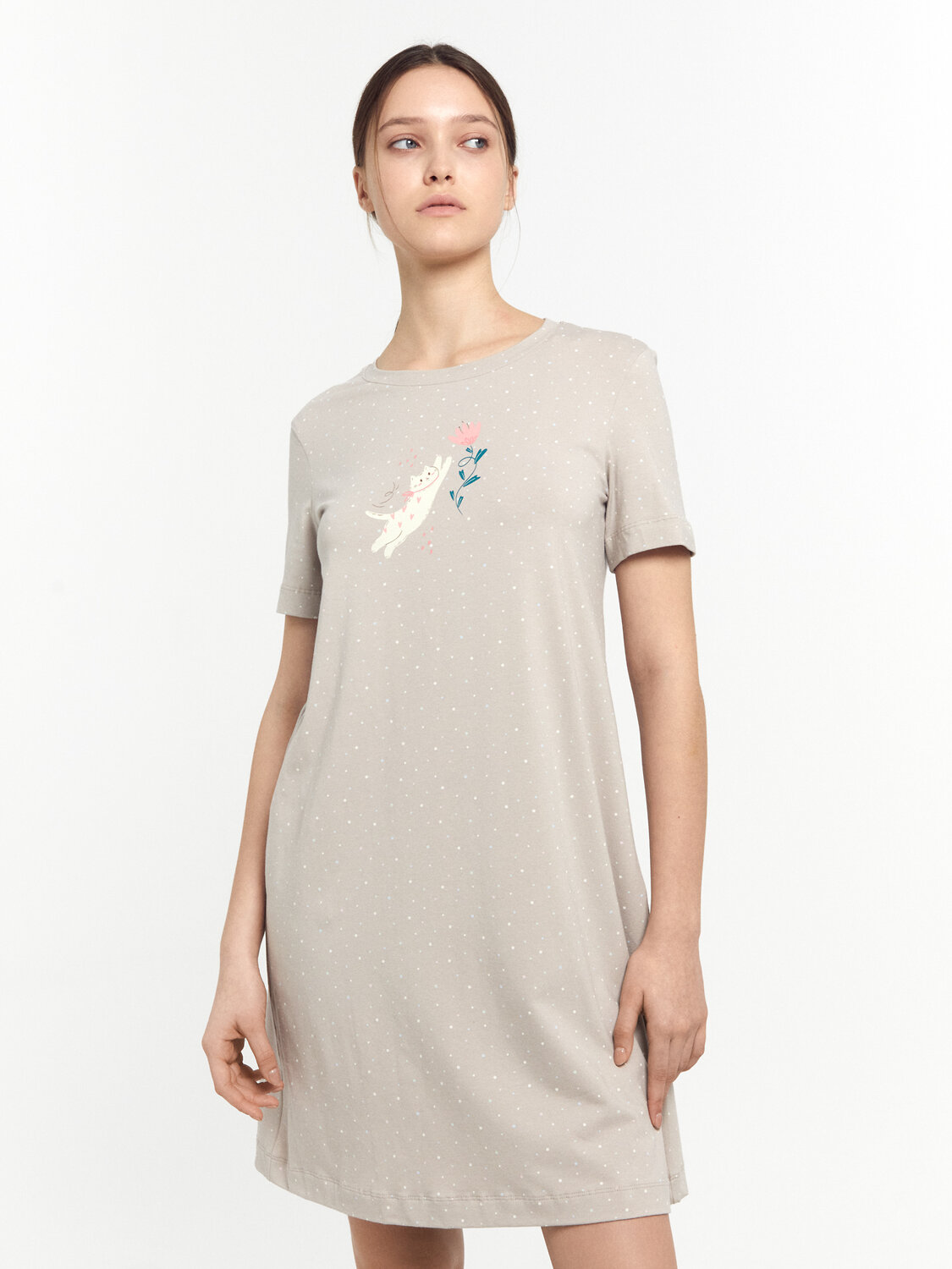 MARK FORMELLE Сорочка 403869 572346 горошек на пепельном