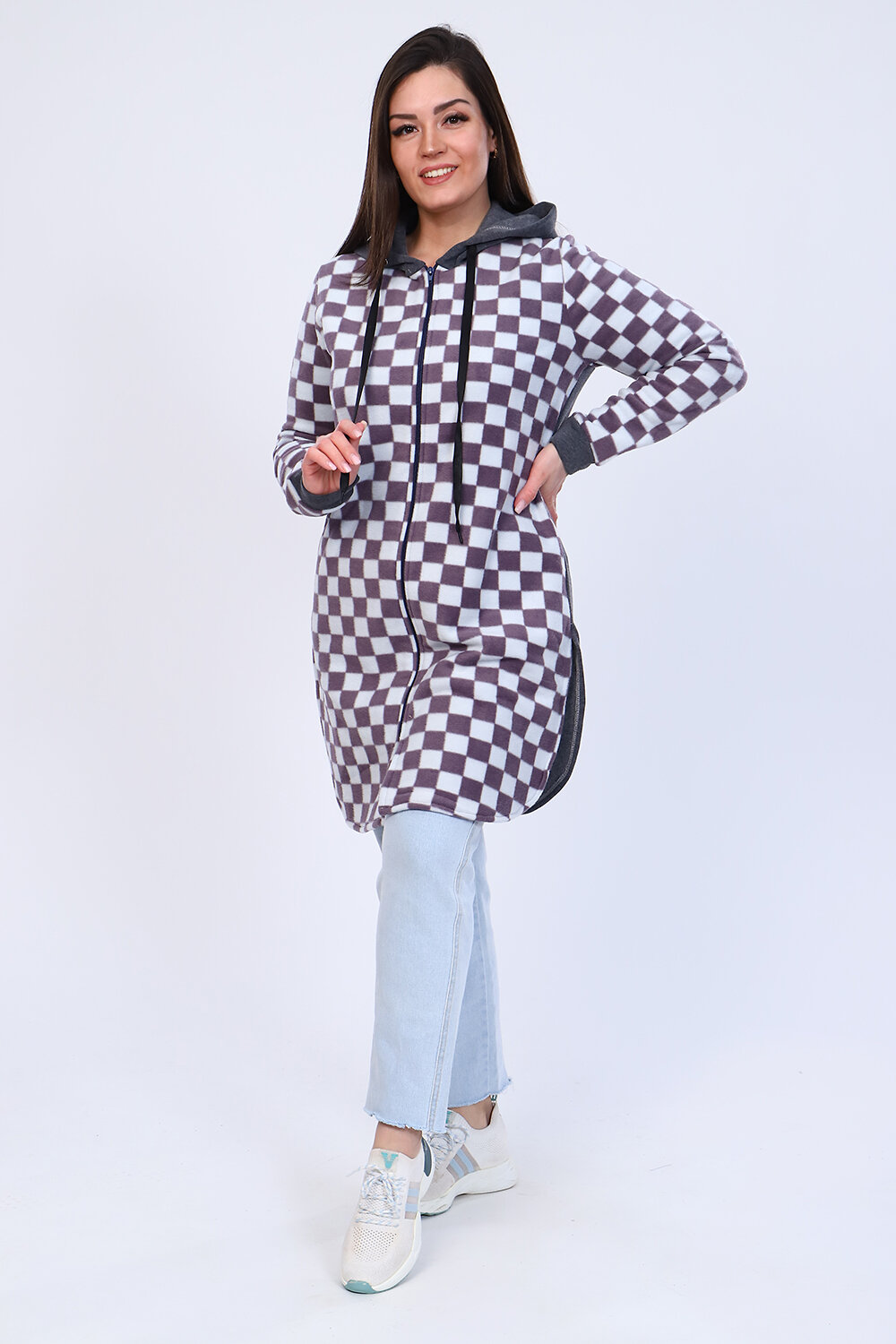 Натали Толстовка 405996 52242 сиреневая клетка