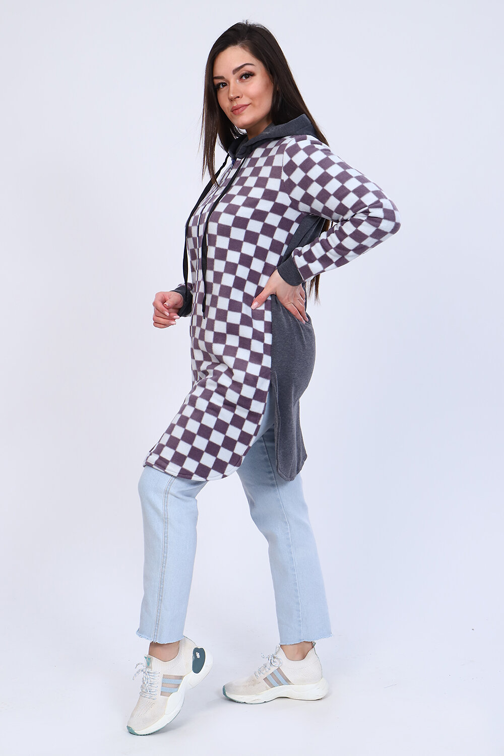 Натали Толстовка 405996 52242 сиреневая клетка