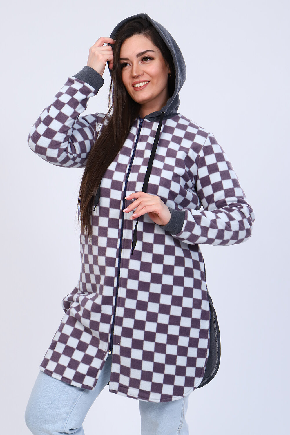 Натали Толстовка 405996 52242 сиреневая клетка