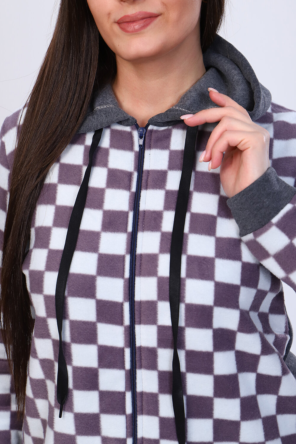 Натали Толстовка 405996 52242 сиреневая клетка