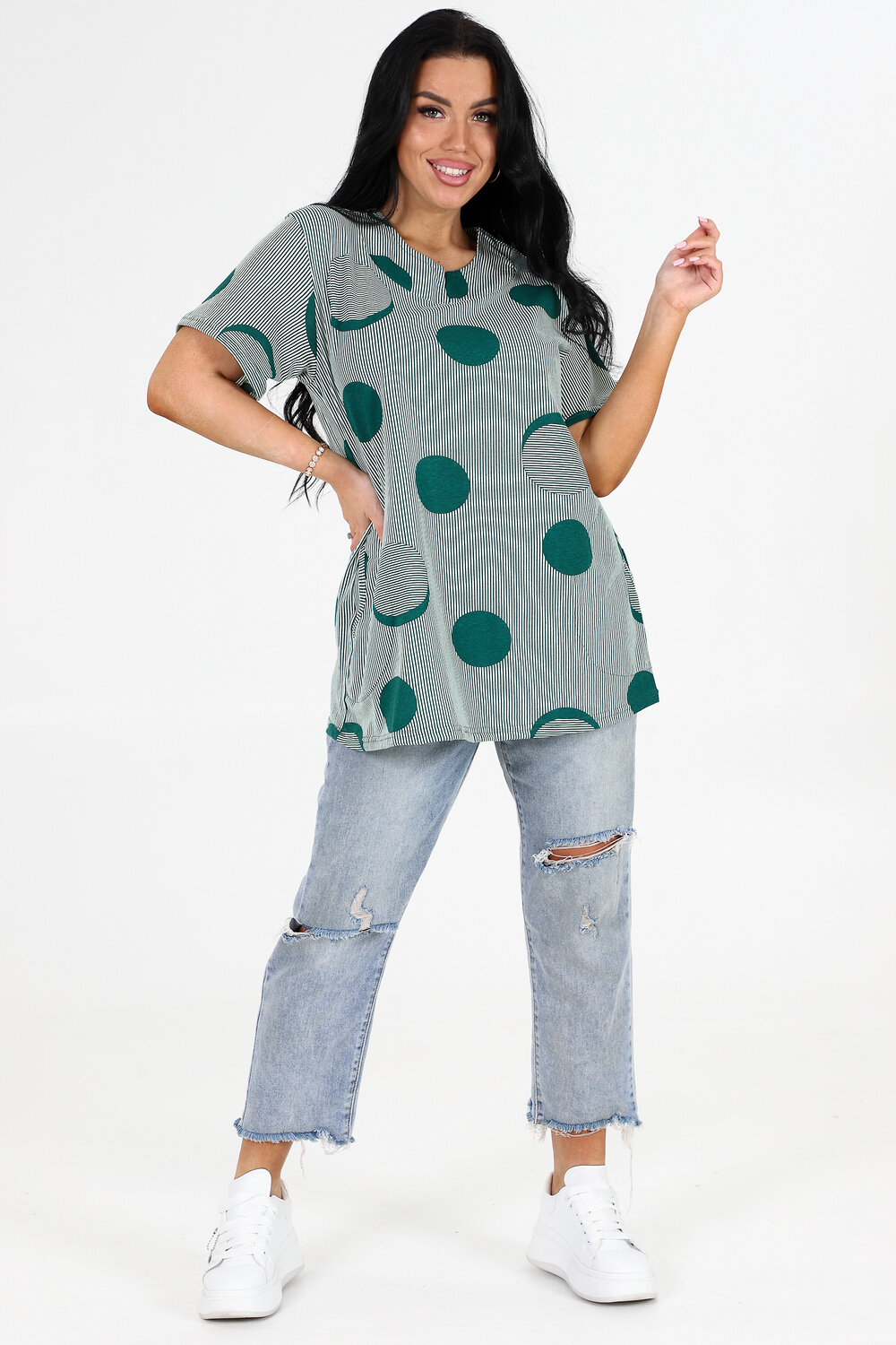 Натали Туника 406026 6087 зеленая полоска