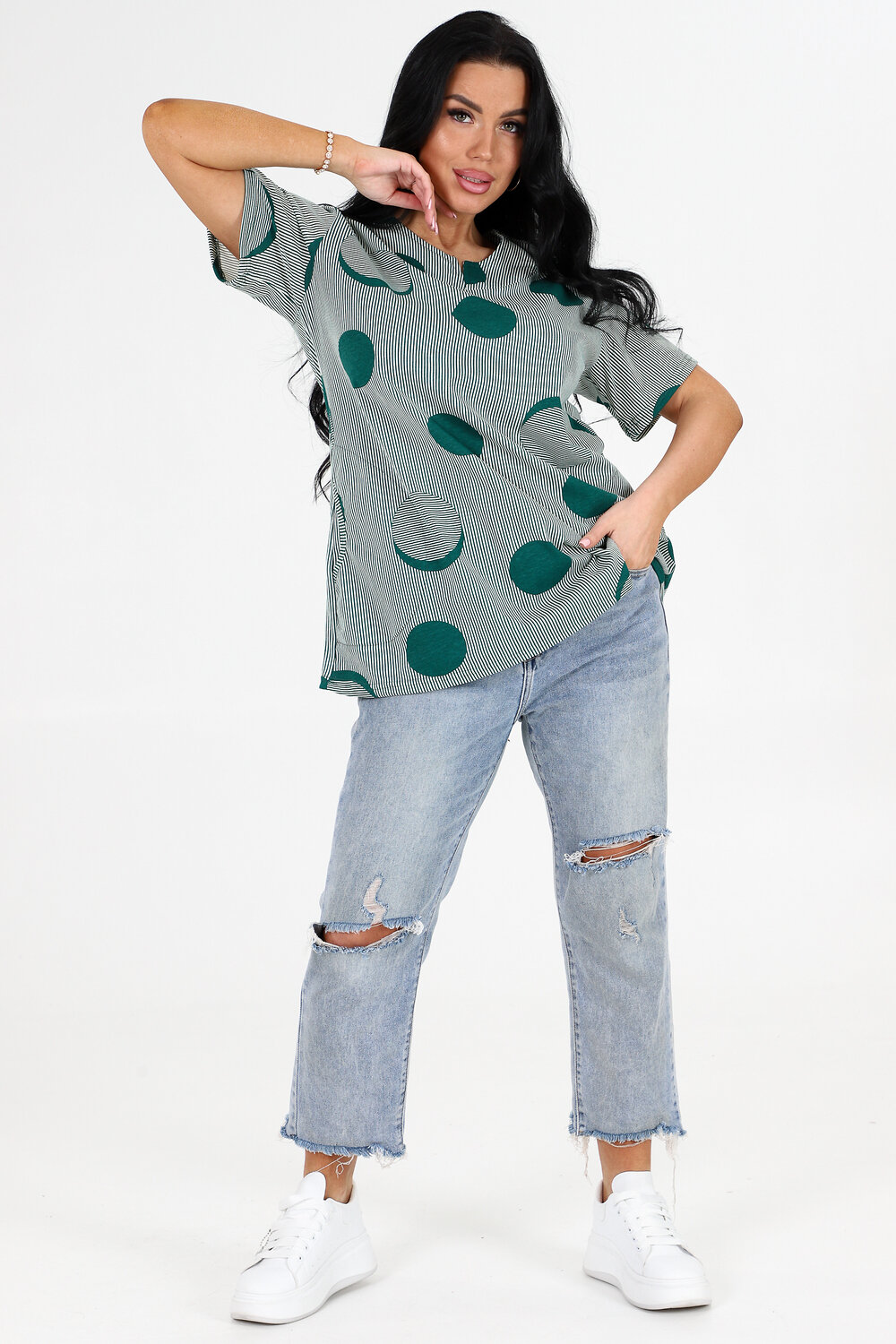 Натали Туника 406026 6087 зеленая полоска