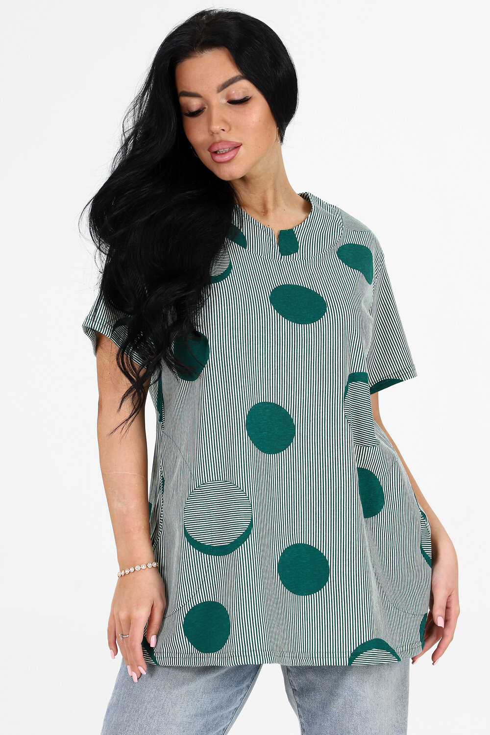 Натали Туника 406026 6087 зеленая полоска