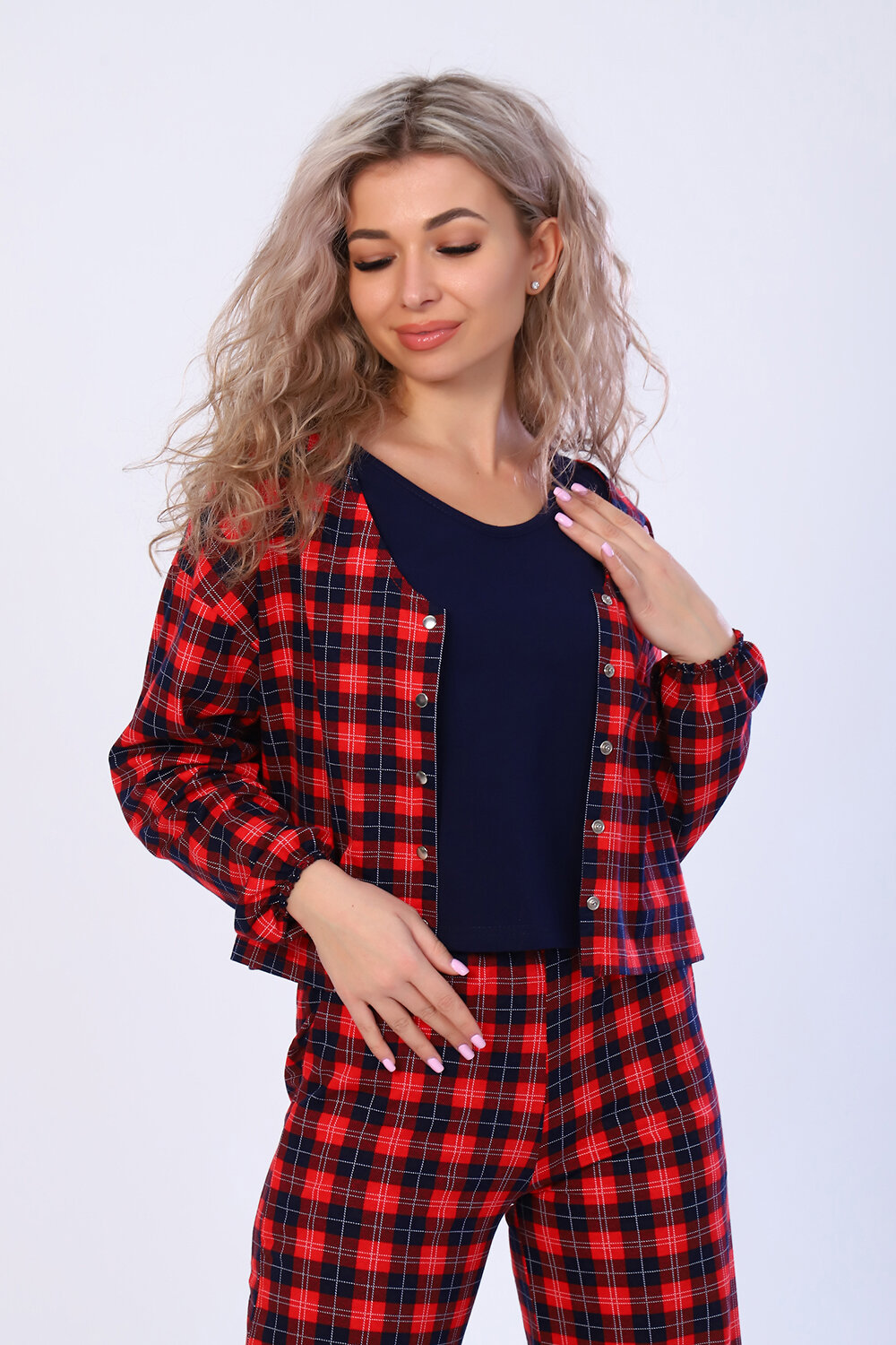 Натали Костюм 406094 36601 клетка синяя