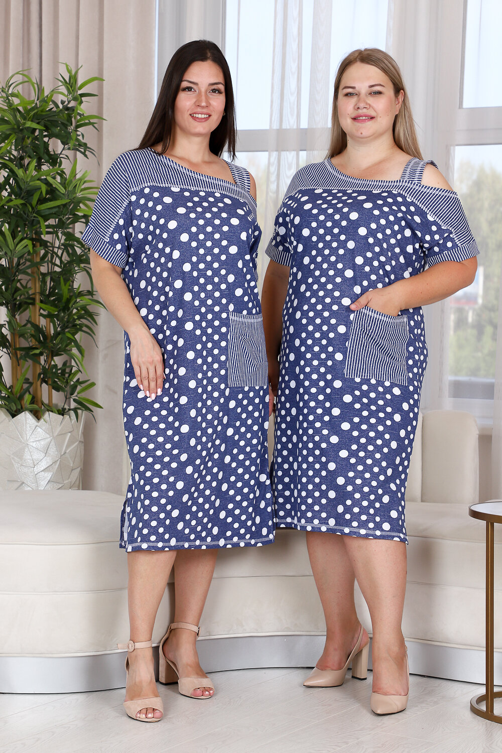 Натали Платье 407299 9152 полоса горох джинс