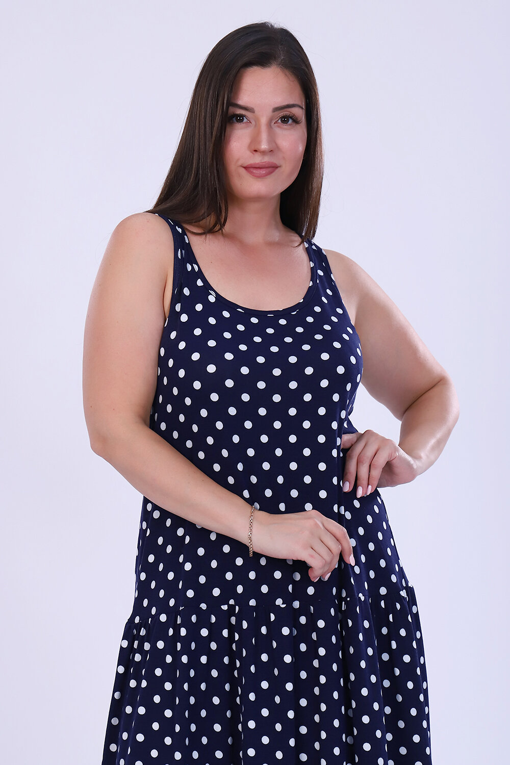 Натали Сарафан 407866 47097 синий горох