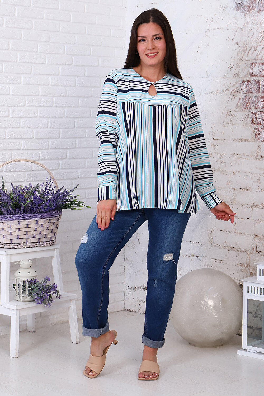 Натали Туника 407935 52194 голубая полоса