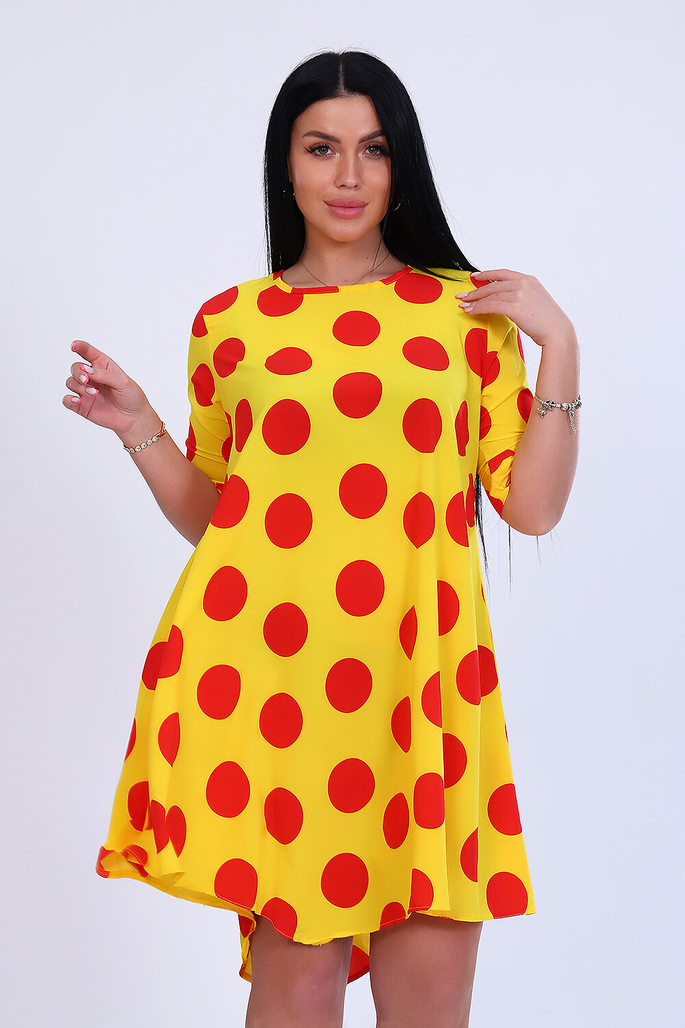 Натали Платье 418504 52262 желтый+красный горох