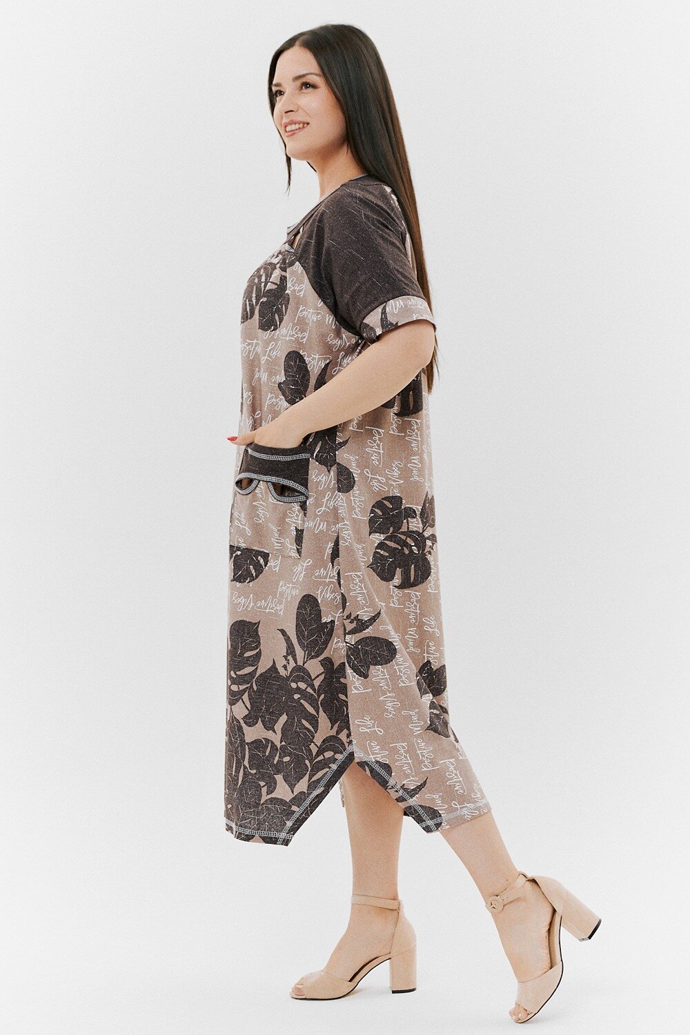 Натали Платье 418914 9136 монстеры коричневые