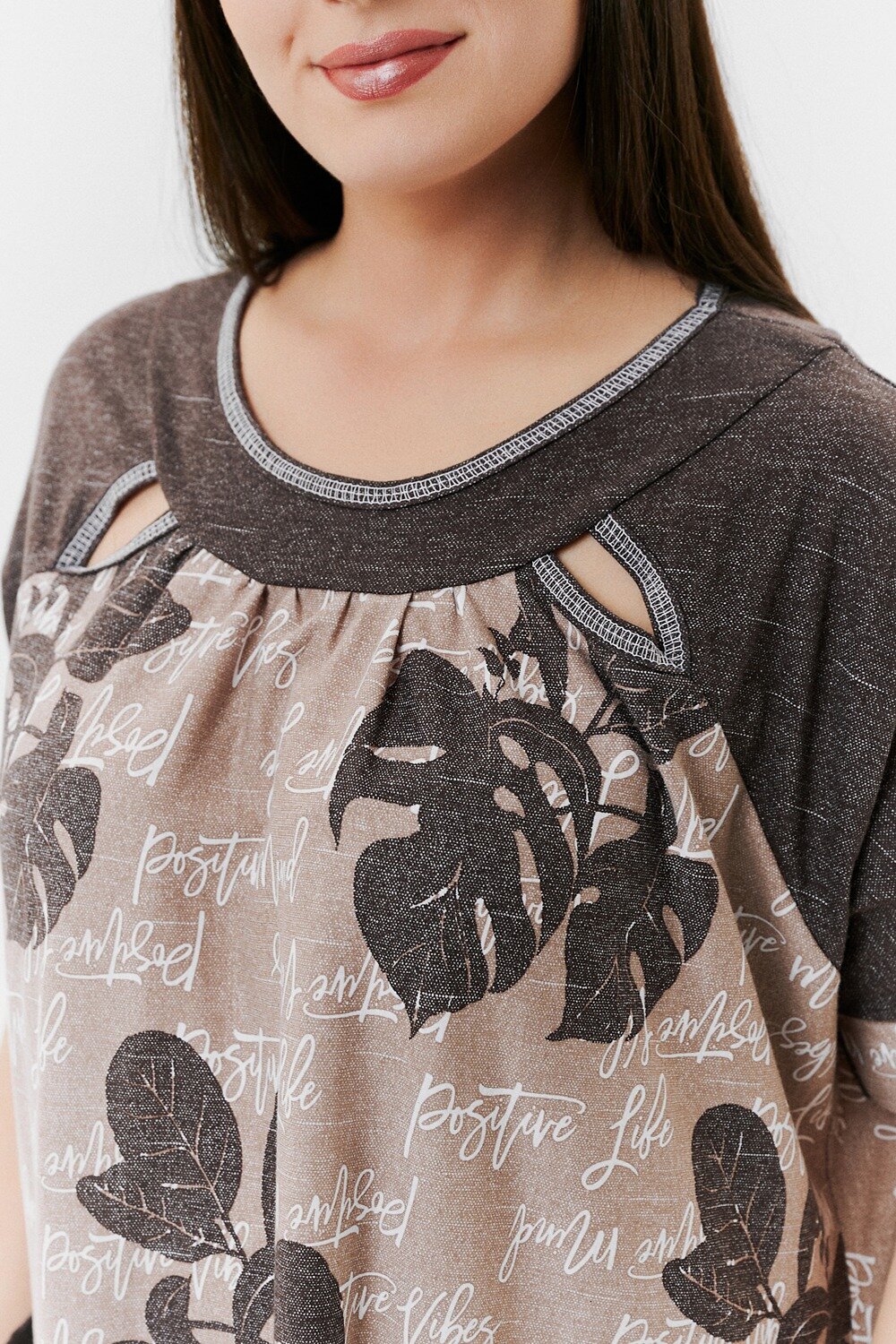 Натали Платье 418914 9136 монстеры коричневые