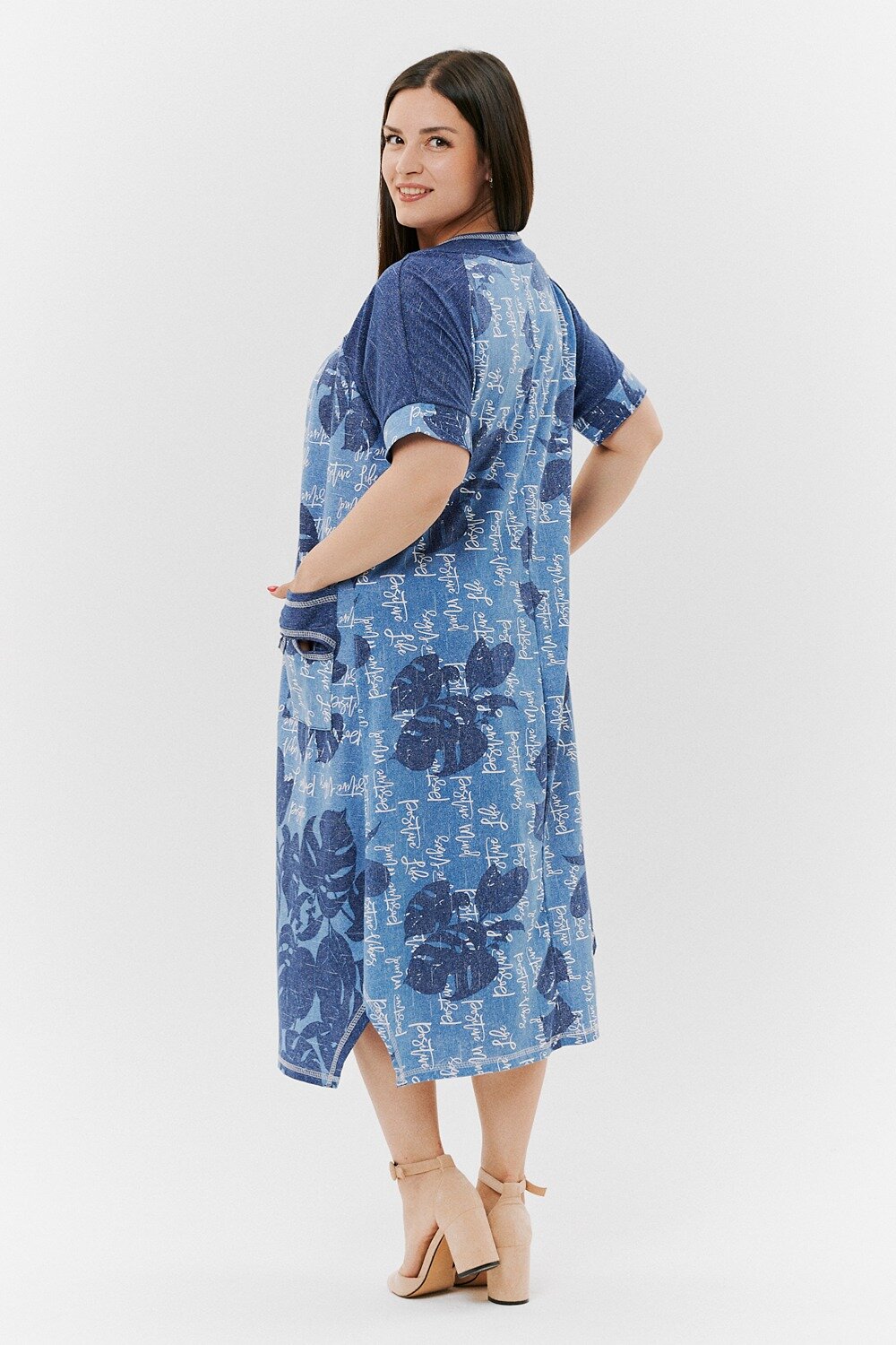 Натали Платье 418916 9136 монстеры синие